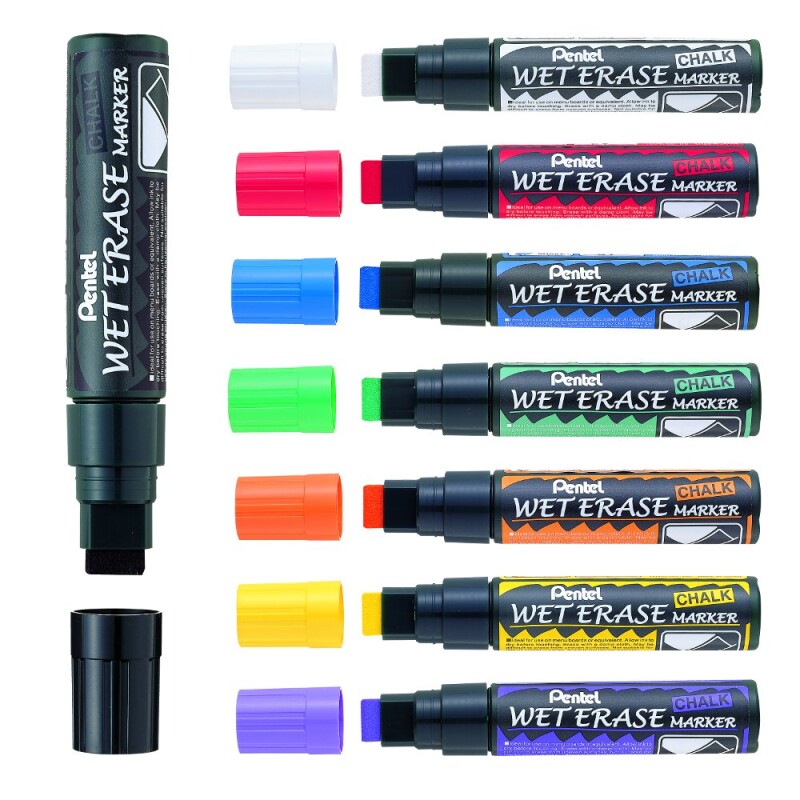 Жидкий мел,  маркер Wet Erase Chalk Pentel, цветной, широкий 10/15 мм